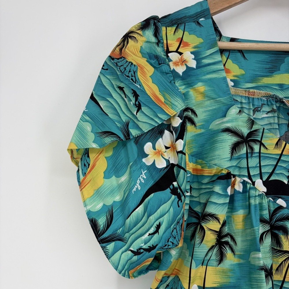 Vntg Mumu Hawaiian House Dress XL Winnie Fashion Loungewear Tropical Floral Nap